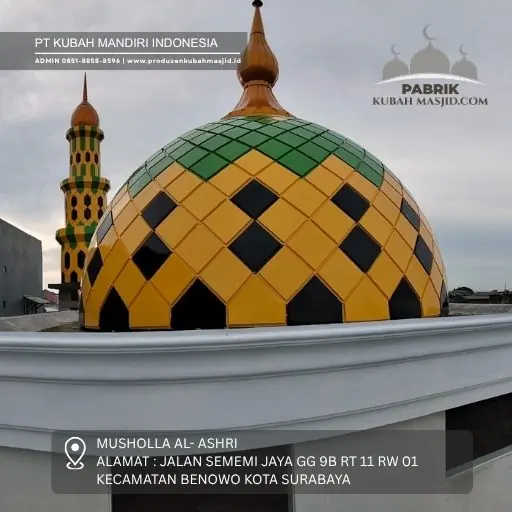 Kubah enamel motif kuning hitam